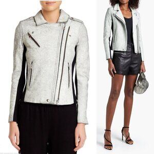 IRO Ilaria Ribbed Distressed Lamb Leather Biker Jacket